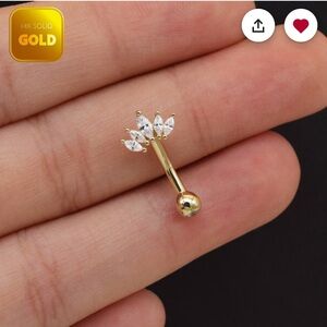 Gold marquise belly ring